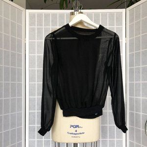 Sheer Black Long-Sleeved Top